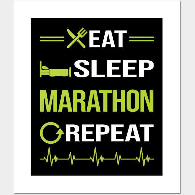 Funny Eat Sleep Repeat Marathon Wall Art by Happy Life